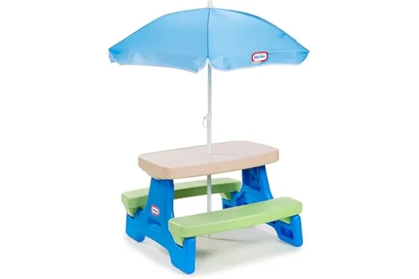 Little Tikes Easy Store Jr. Picnic Table with Umbrella - Blue / Green top seller Toys and Games