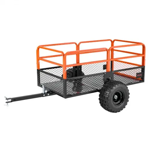 VEVOR online marketplace Garden Utility Trailer, 28 Cu. Ft. & 1800lbs, ATV UTV Trailer, Tow Behind Steel Dump Trailers, Removable Rear Panel, Heavy Duty Pull Behind Yard Trailers for Lawn Mower Tractor Garden Waste