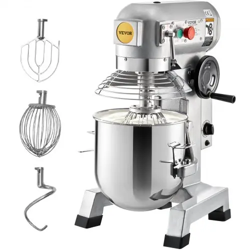 VEVOR online marketplace Commercial Food Mixer, 20Qt Commercial Mixer with Timing Function, 750W Stainless Steel Bowl Heavy Duty Electric Food Mixer Commercial with 3 Speeds Adjustable 108/199/382 RPM, Dough Hook Whisk