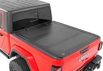 Jeep Accessories Enhance Your Ride Rough Country Hard Tri-Fold Truck Bed Cover, Flip Up Truck Tonneau Covers for Jeep Gladiator JT (2020-2024) - 5ft Jeep Gladiator Bed Cover, Tonneau Cover - 49620500