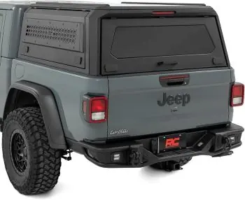 Jeep Accessories Enhance Your Ride Rough Country Truck Bed Cap Topper for Jeep Gladiator (2020-2025) - Modular Design, Locking Gullwing Access Doors, Molle Panels, LED Interior Lighting