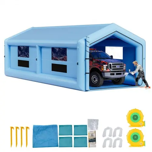 Exploring Vevors Mechanics Tools VEVOR Inflatable Paint Booth, 39.37 x 16.40 x 13.12 ft, Inflatable Spray Booth with 950W+1100W Blowers, Air Filter System, Triangular Roof, for Painting Car, Truck, Furniture, Automotive Sheet Metal