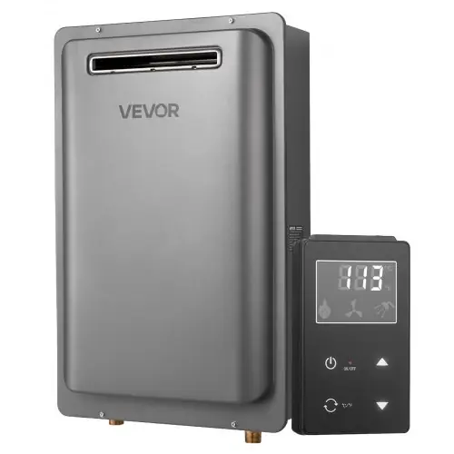 Vevor An Online Marketplace VEVOR Propane Tankless Water Heater, 8Gal Outdoor 191000 BTU Instant Hot Water Heater, Smart Temperature Control & 3/4 inch NPT Interface& Multiple Security Protections for Whole House, Silver Gray