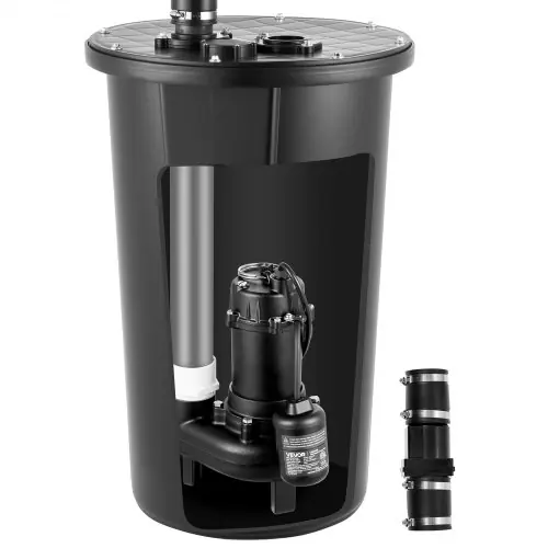 Vevor An Online Marketplace VEVOR Sewage Pump System, 1/2 HP, 4800 GPH Cast Iron Sewage Pump with Basin Kit, 120 Volt, Automatic On/Off Outdoor Water/Seepage Collection and Removal System with Float Switch, 2" Discharge