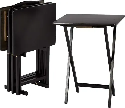 Amazon Basics Products Portable Foldable TV Tray Table with Storage Rack, Space-Saving Design