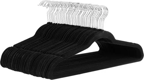 Amazon Basics Products Slim Velvet Non-Slip Space Saving Suit Clothes Hangers, Closet Organizer, Black, 50-Pack