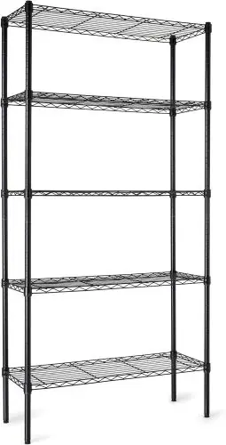 Amazon Basics Products 5-Shelf Adjustable Heavy Duty Steel Wire Storage Shelves for Garage, Kitchen, Easy Assembly, 36" x 14" x 72", Black | Heavy Duty, Adjustable, for Kitchen, Garage, Shelving Organizer