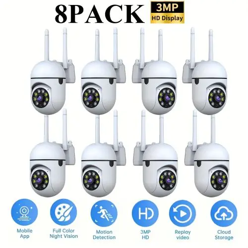 Temu USA Pet Supplies 8pcs Pet Camera, 1080P Home Camera Indoor, Dog Camera with Phone App, 2.4GHz/5GHz Wi-Fi Dual Band Wireless Connection, Sound/Motion Detection, Auto-Tracking, Two-Way Audio, 355° Pan 90° Tilt, Color Night Vision