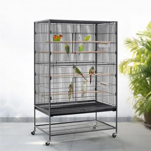 Temu USA Pet Supplies Costoffs Bird Cage 60.5-inch Extra-Large Parrot Cage Wrought Iron Bird Cage with Stand, Large Flight Cage for Conures, Parakeets, Cockatiels, African Greys and Small Pets, Multi-Bird Cage
