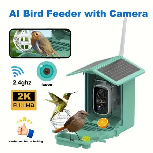 Temu USA Pet Supplies Best Gift for Bird Lovers! Made of Food-Grade Material Function, It Features 2.4Ghz Wi-Fi Real-Time Monitoring, Live Viewing, And AI Recognition Unlocking Over 5, 000 Bird Species