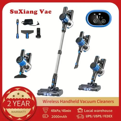 Temu USA Pet Supplies Cordless Vacuum Cleaner, Powerful Suction 8-In-1 Stick Vacuum with LED Display, 3 Modes Suction, Anti-Tangle & 50.72oz Dust Cup, Lightweight Vacuum for Hardwood Floor/Carpet/Pet Hair, Blue