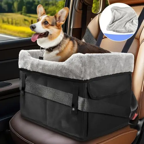 Temu USA Pet Supplies Dog Car Seat for Small and Medium Dogs, Upgrade Portable Dog Booster Seat Heightened Dog Car Seat with Storage Bag, Adjustable Straps, Easy to Install, Foldable, Detachable and Washable Pet Car Seat