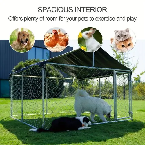 Temu USA Pet Supplies Petony Outdoor Dog Enclosure Heavy Duty Dog Kennel House Mesh Dog Big Cage Pet Kennel Steel Fence with Secure Lock