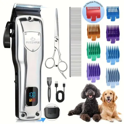 Temu USA Pet Supplies Dog Clippers for Grooming for Thick Heavy Coats, Professional Pet Grooming Clippers Supplies Kit Low Noise Rechargeable Stainless Steel Hair Trimmer with Ceramic Blade for Dogs Cats Animals