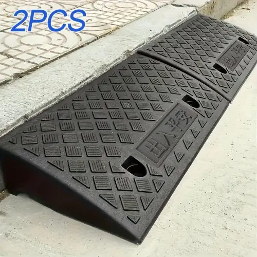 Temu USA Pet Supplies 2pcs Car Sidewalk Ramp - Portable Threshold Ramp, Suitable for Sidewalks, Cars, Wheelchairs And Pet Mowing - Ideal for Homeowners And People with Mobility Issues - Outdoor Use - Great Gift for Seniors And Pet Owners