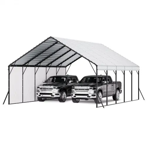 Vevor An Online Marketplace VEVOR Heavy Duty Metal Carport, 20 x 24 ft Outdoor Carport with Sturdy Frame & Roof, Car Garage Shade with Removable Sidewalls, Multi-Use Car Shelter for Pickup, Boat, Trucks & Tractors