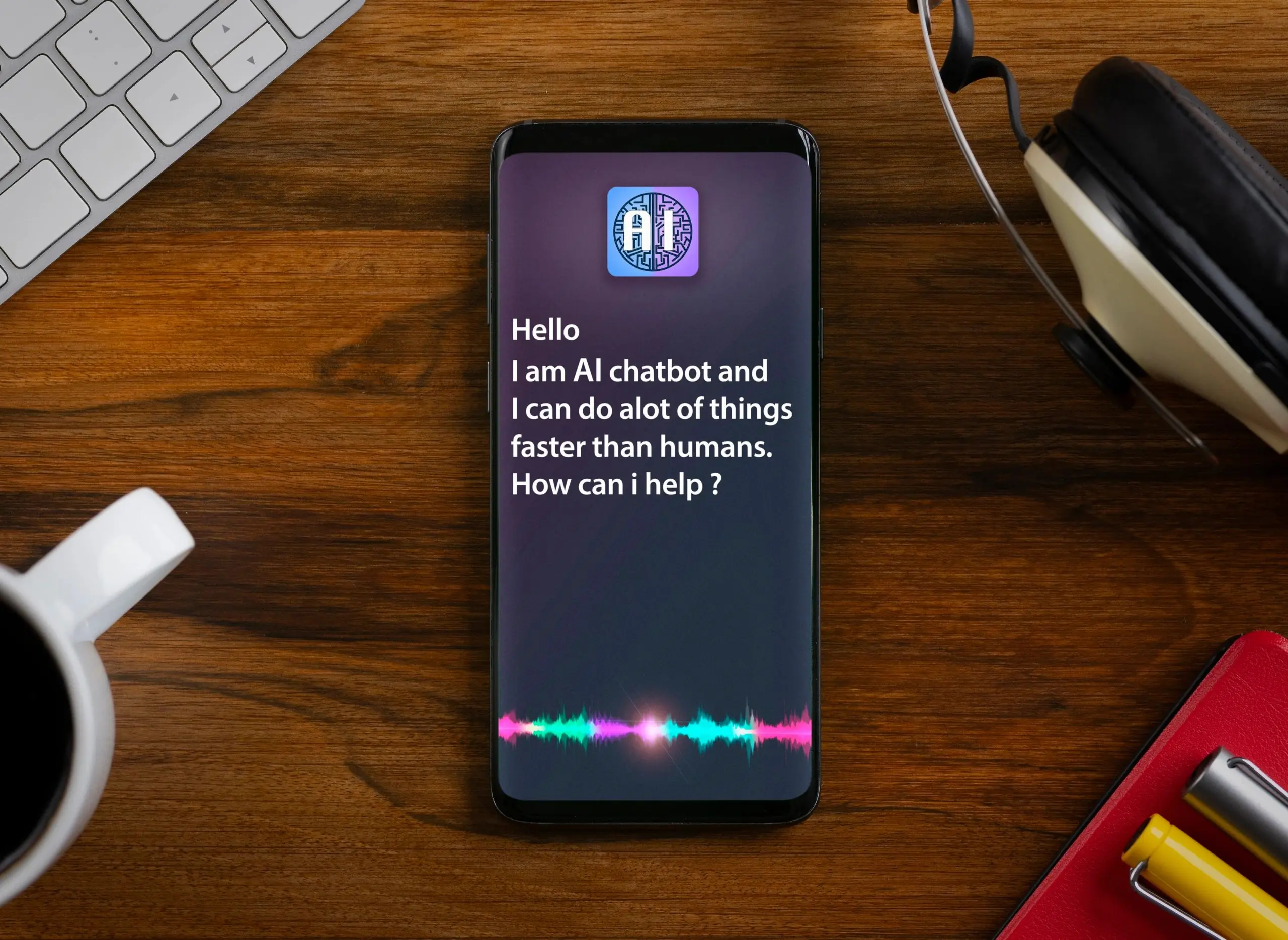 AI chatbot on smart phone screen