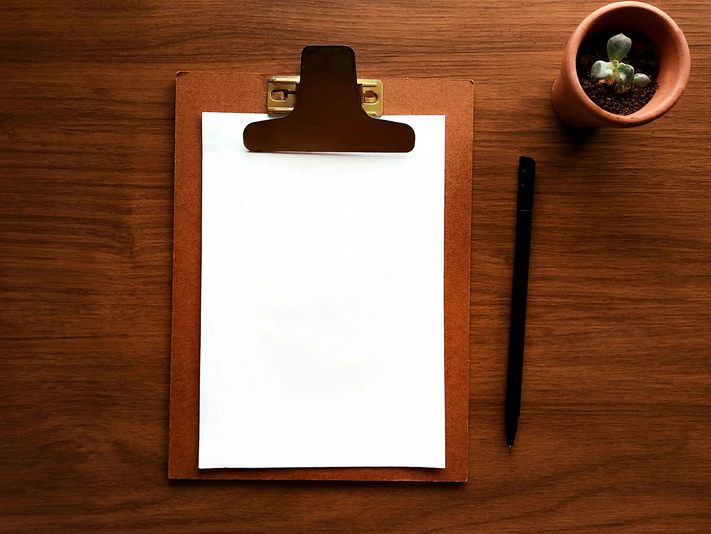 Organization and productivity concept. Clipboard mock up. Flat lay, top view.