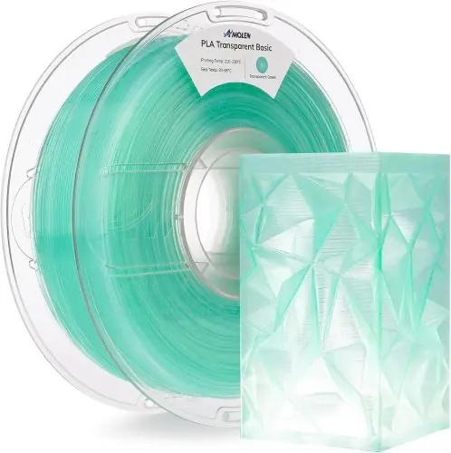 AMOLEN 3D Printer Filament Crystal PLA Transparent 1.75mm, Crystal Green Clear Printing
