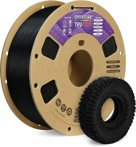 Rapid prototyping 3d printing OVERTURE TPU Filament 1.75mm Flexible Roll, 95A Soft 3D Printer Filament, 1kg Spool